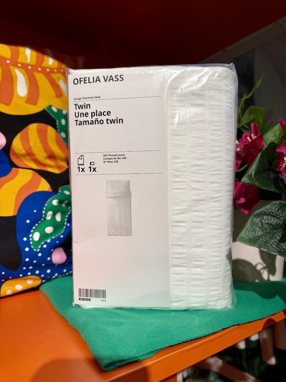 IKEA OFELIA VASS Twin Duvet Cover & Pillowcase Dobby White - NEW